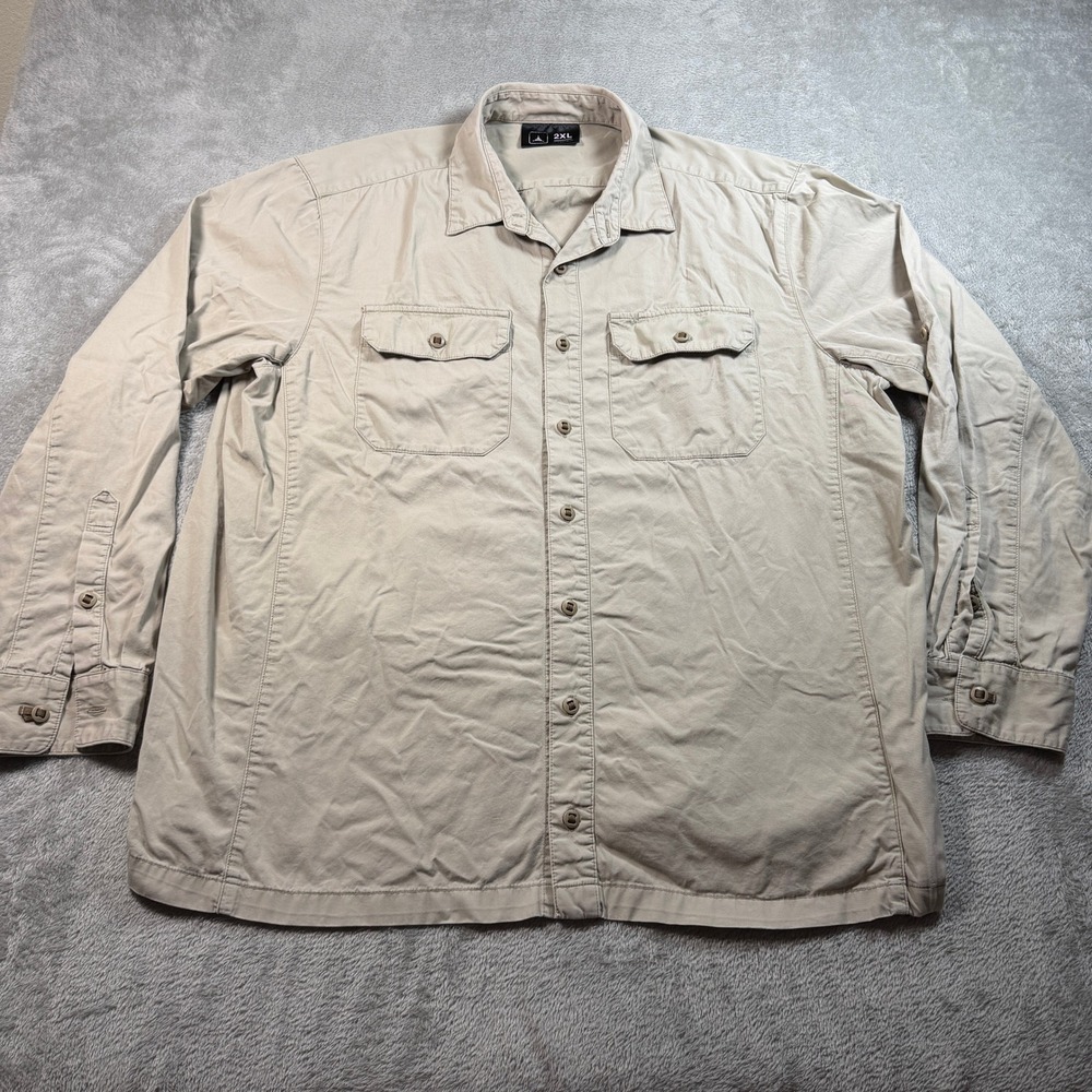 Triple Aught Design Button Up Work Shirt Men 2XL Tan Long Sleeve Cotton Tactical